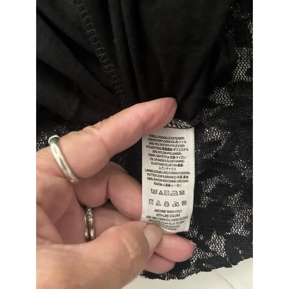 Free People Dress Women S Black Silver Lace Fit & Flare Mini Party New Years